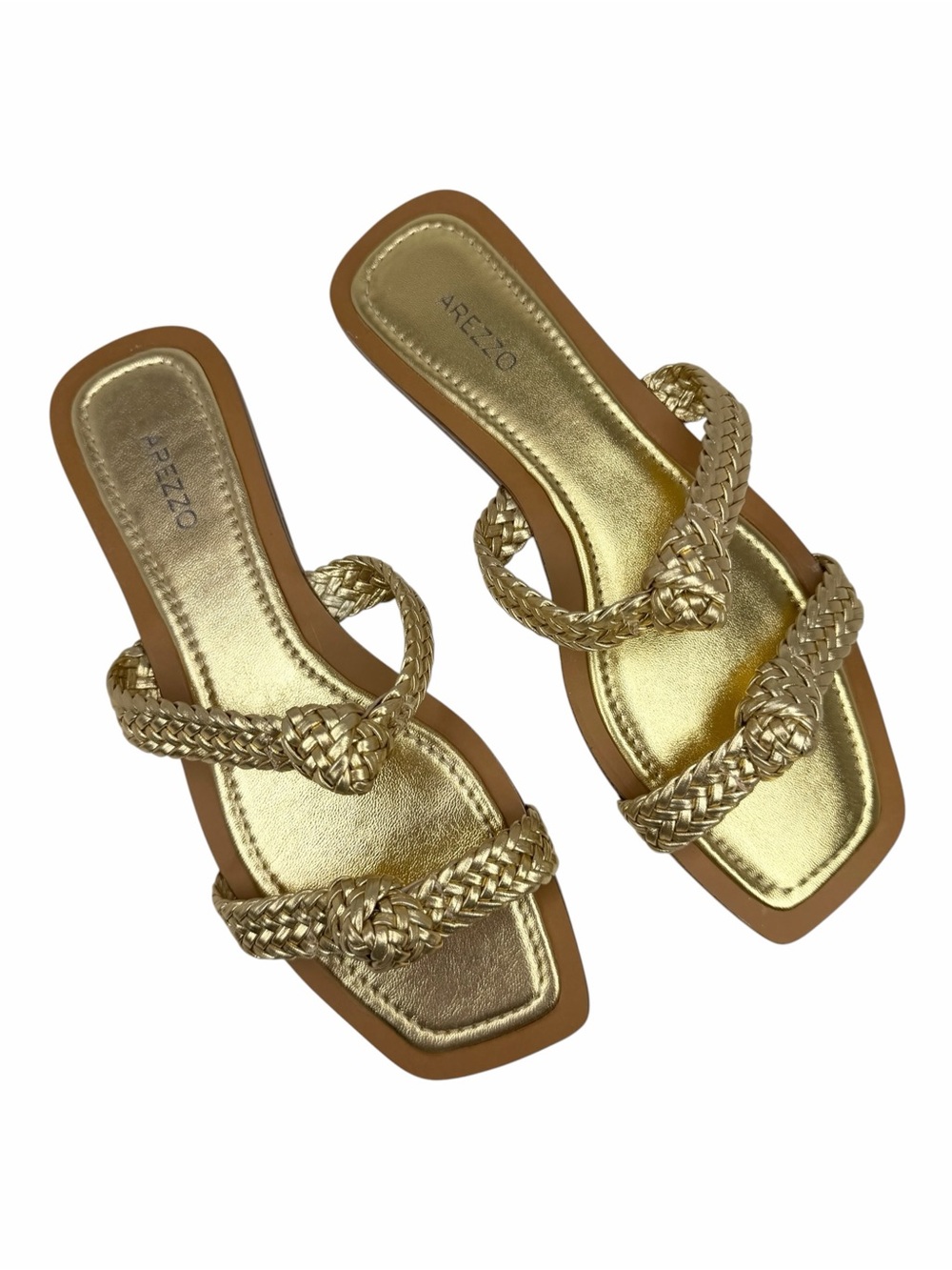 Arezzo Women's Remy Slip-On Knotted Flat Sandals Gold Size 8B